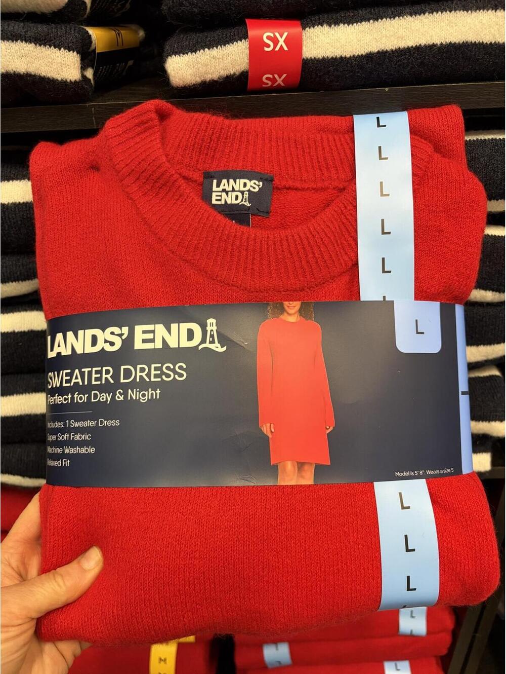 Lands End RED Sweater Dress Size Large